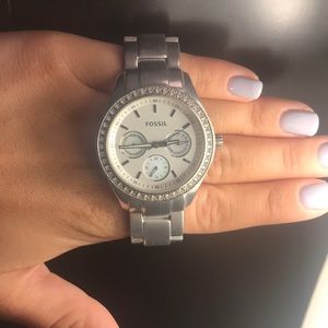 Silver Fossil Watch